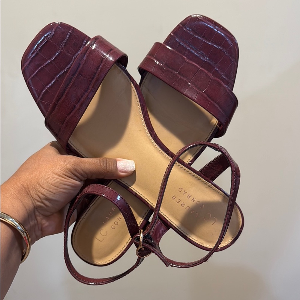 LC Lauren Conrad Elegant Burgundy Sandals - Worn once (heel sometimes clicks)